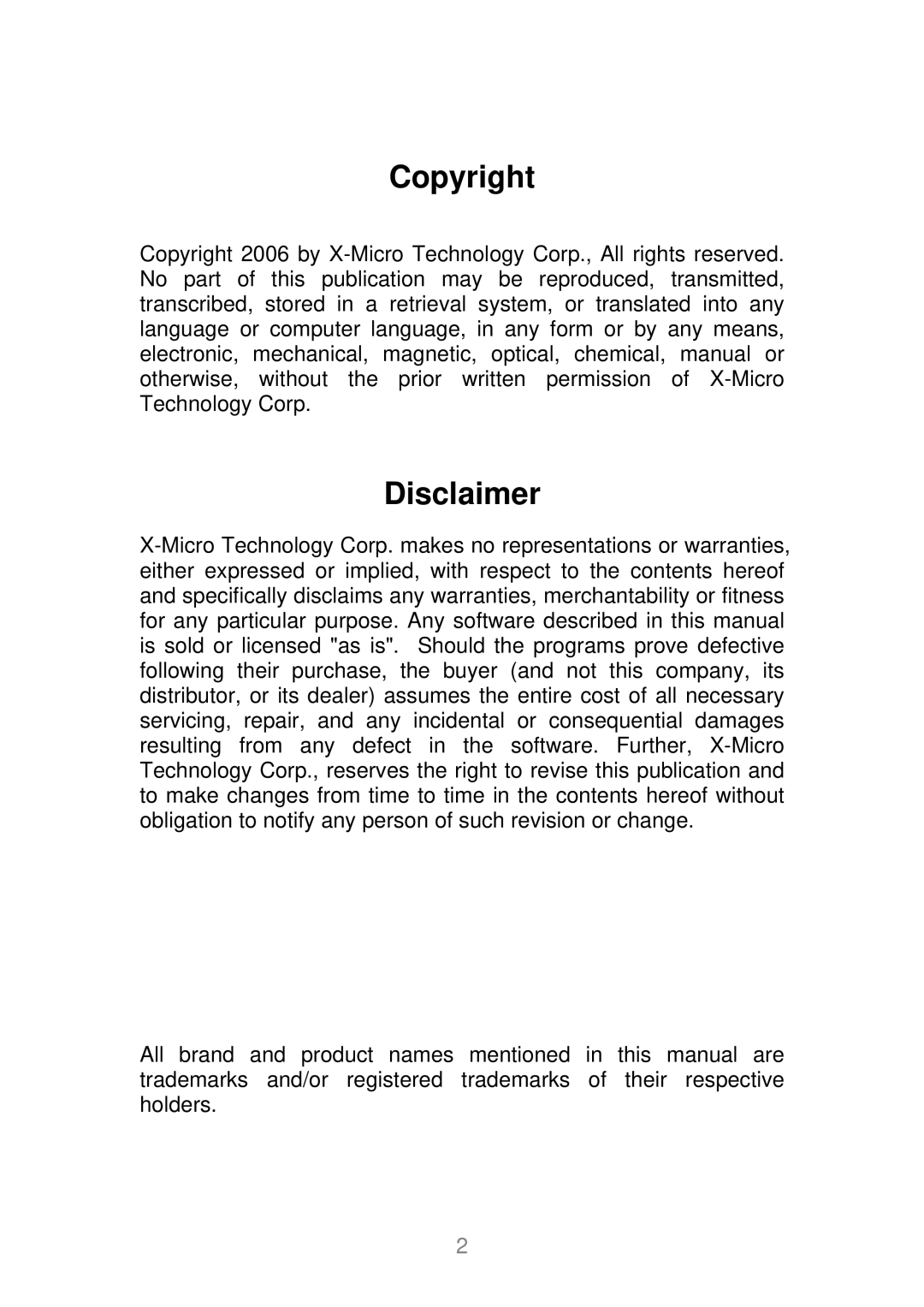 X-Micro Tech EVA 120 user manual Copyright 