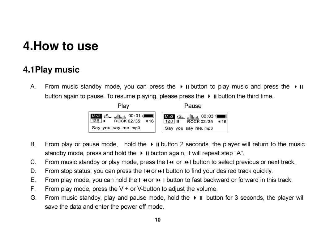 X-Micro Tech EVA 130 user manual How to use, 1Play music 