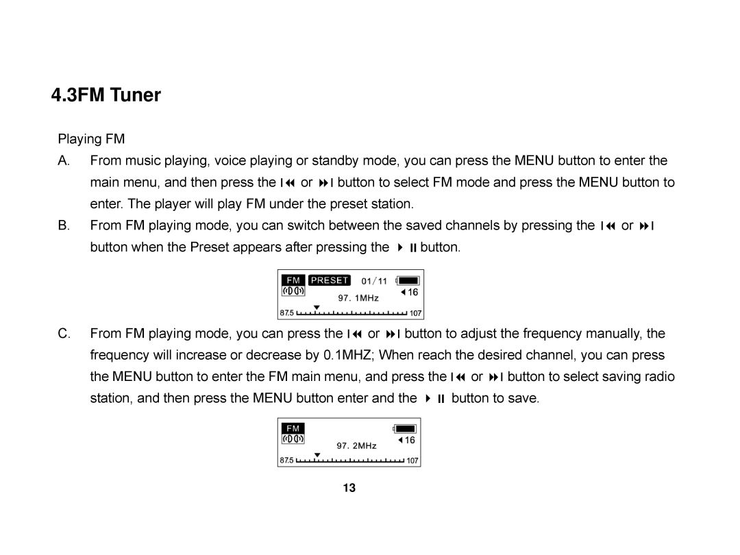 X-Micro Tech EVA 130 user manual 3FM Tuner 