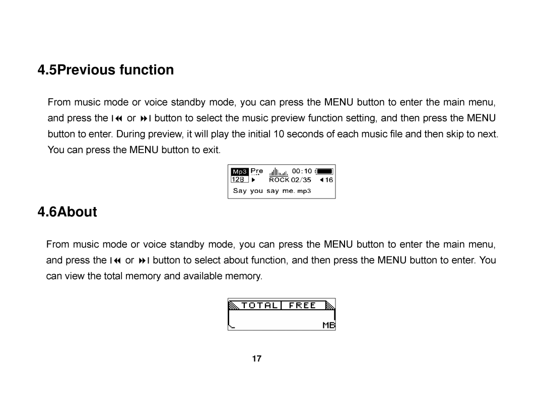 X-Micro Tech EVA 130 user manual 5Previous function, 6About 