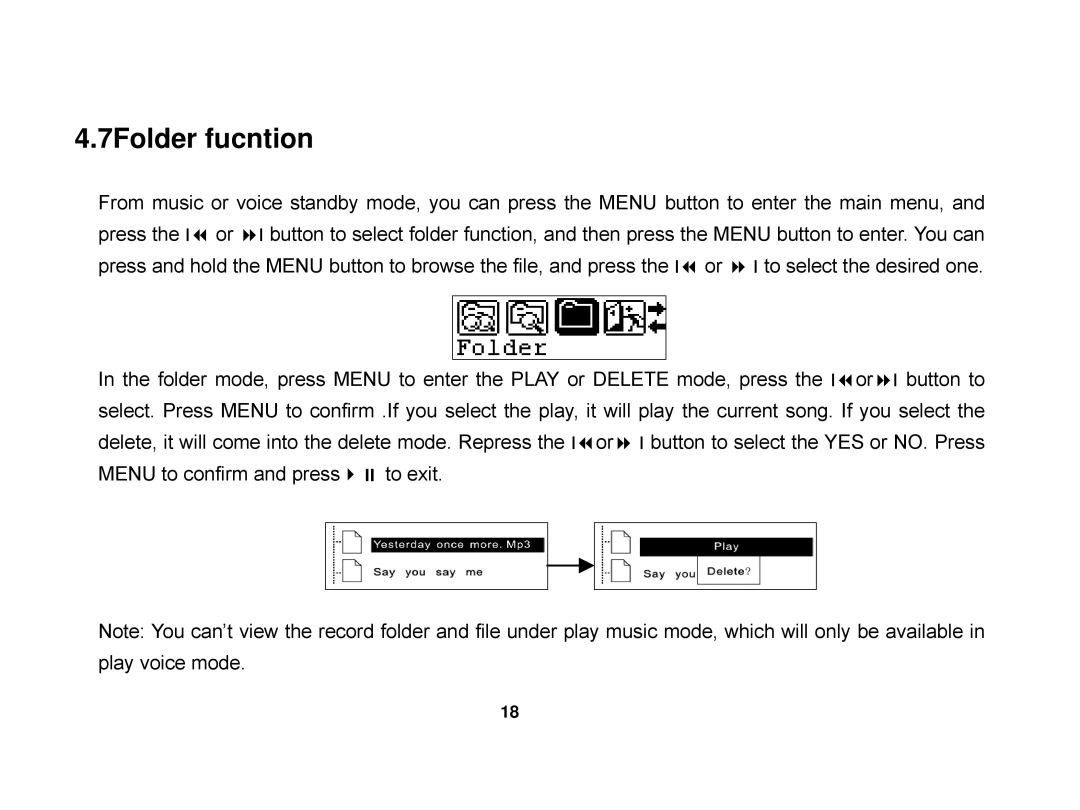 X-Micro Tech EVA 130 user manual 7Folder fucntion 