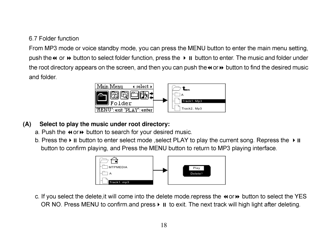 X-Micro Tech EVA 310 user manual Select to play the music under root directory 