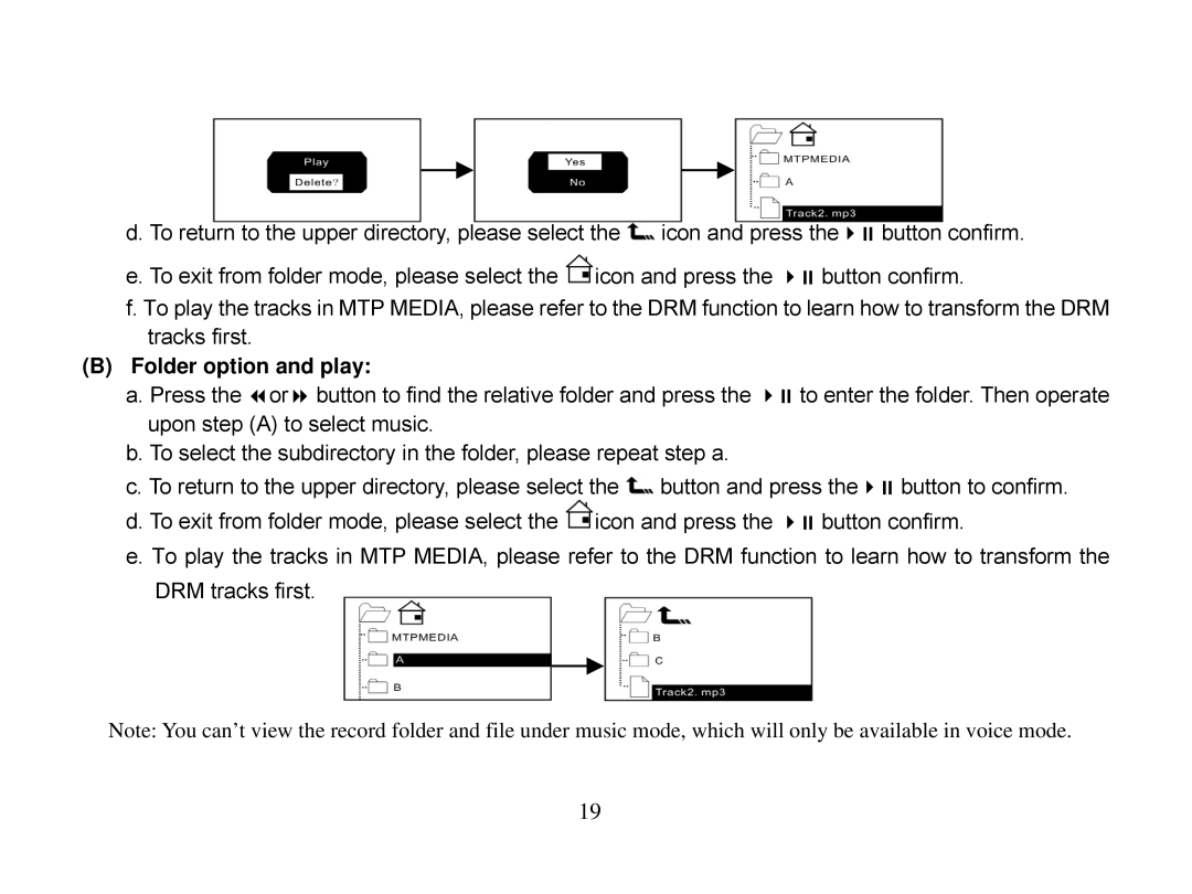 X-Micro Tech EVA 310 user manual Folder option and play 