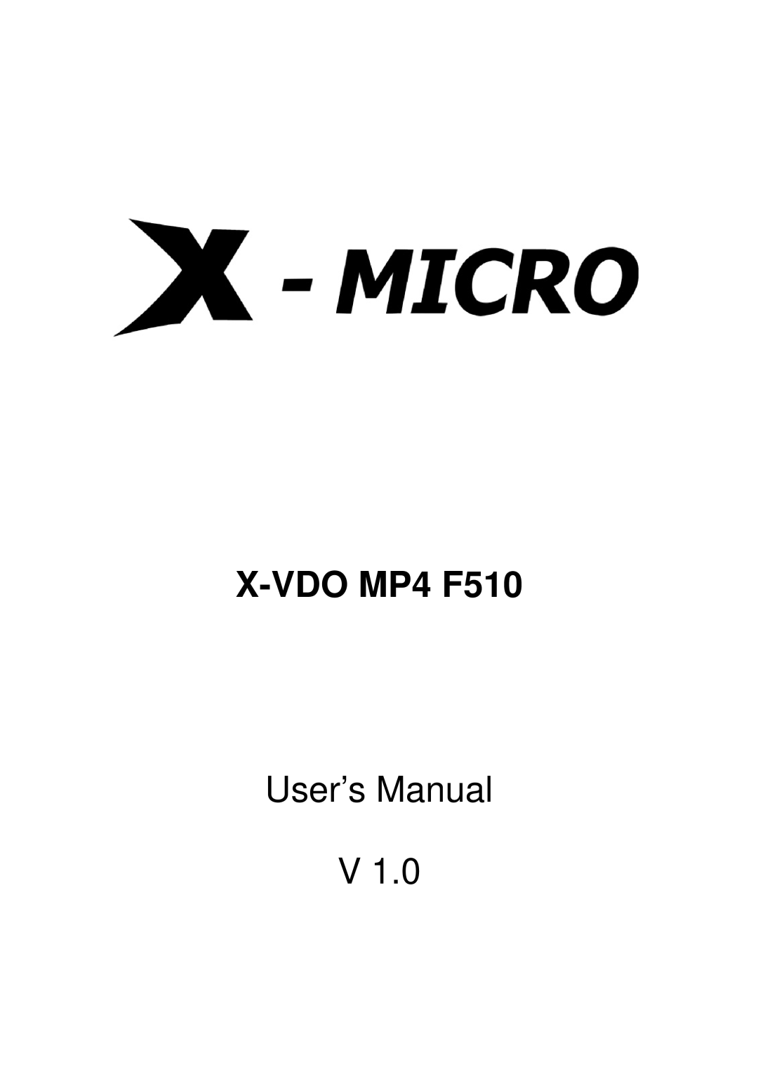 X-Micro Tech user manual VDO MP4 F510 