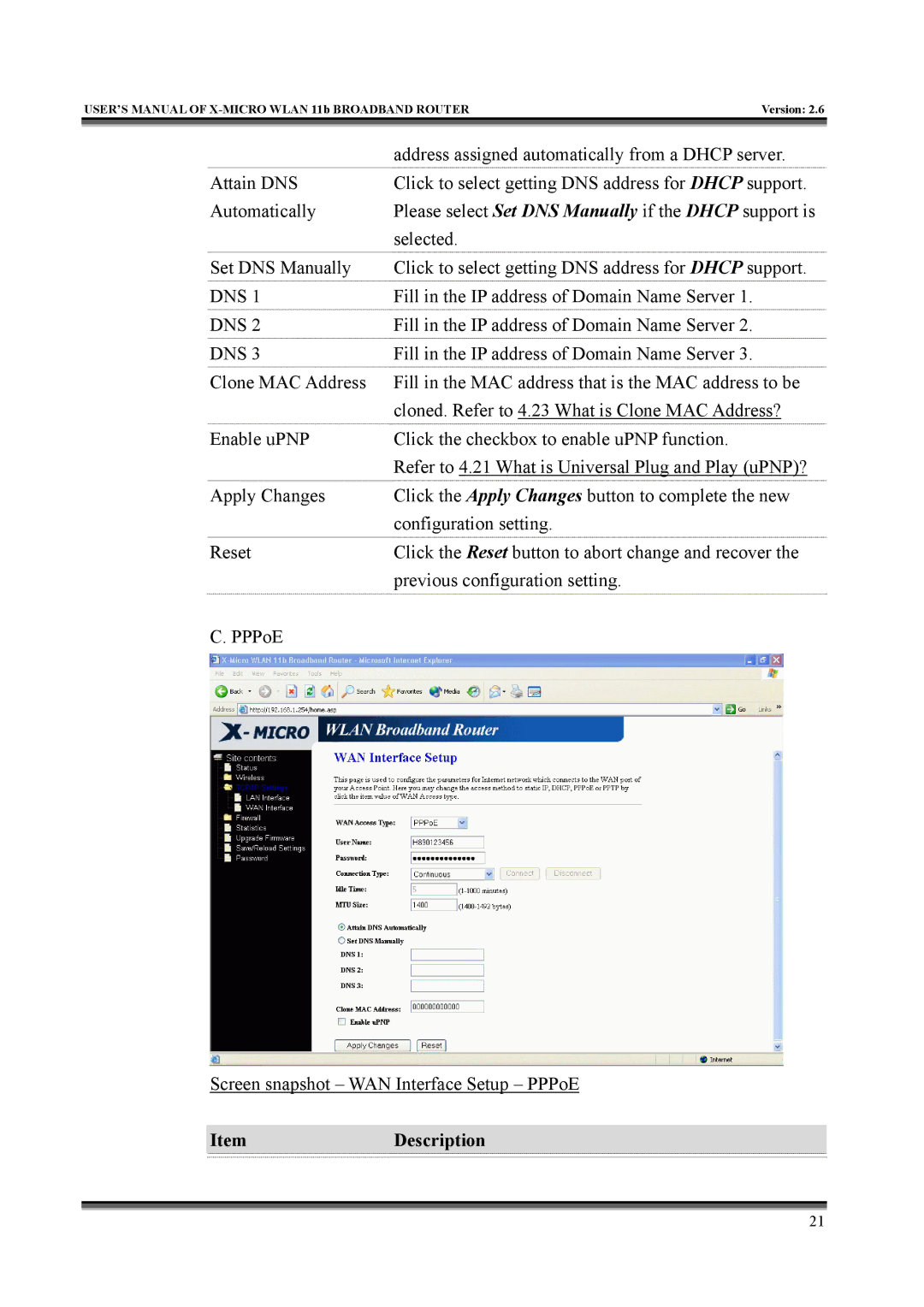 X-Micro Tech IEEE 802.11b user manual Address assigned automatically from a Dhcp server 