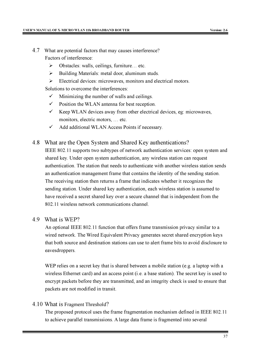 X-Micro Tech IEEE 802.11b user manual What are the Open System and Shared Key authentications?, What is WEP? 