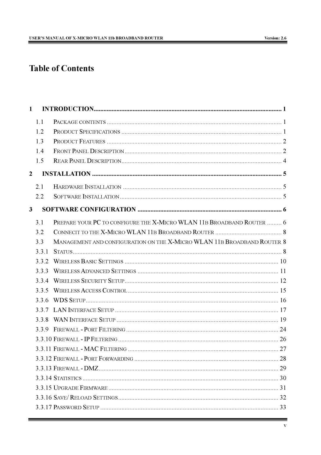 X-Micro Tech IEEE 802.11b user manual Table of Contents 