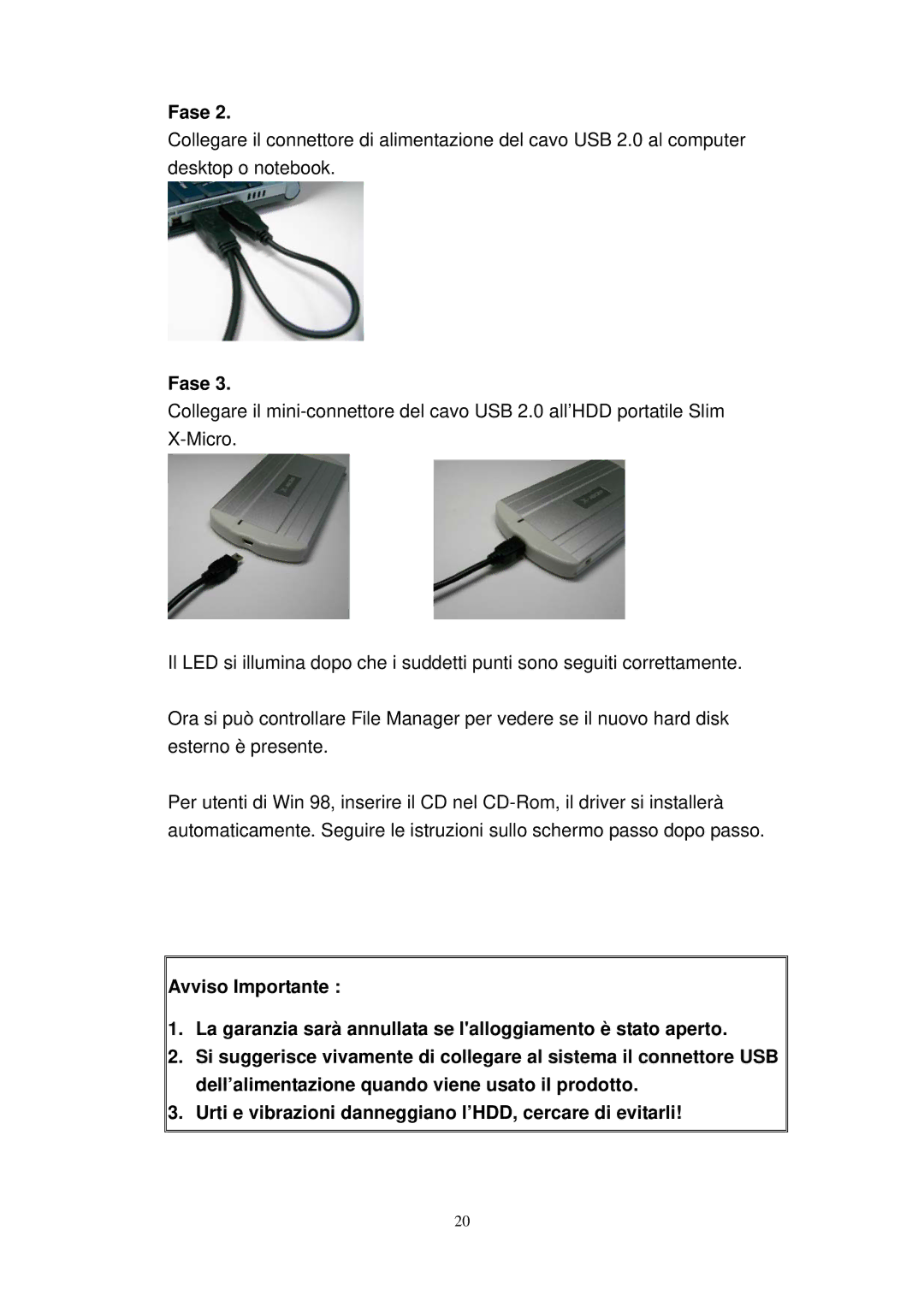 X-Micro Tech Slim Portable HDD user manual Fase 