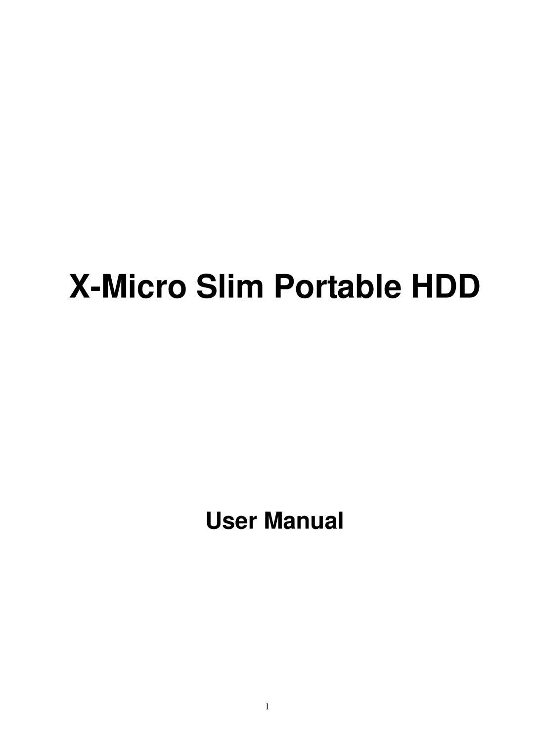 X-Micro Tech user manual Micro Slim Portable HDD 