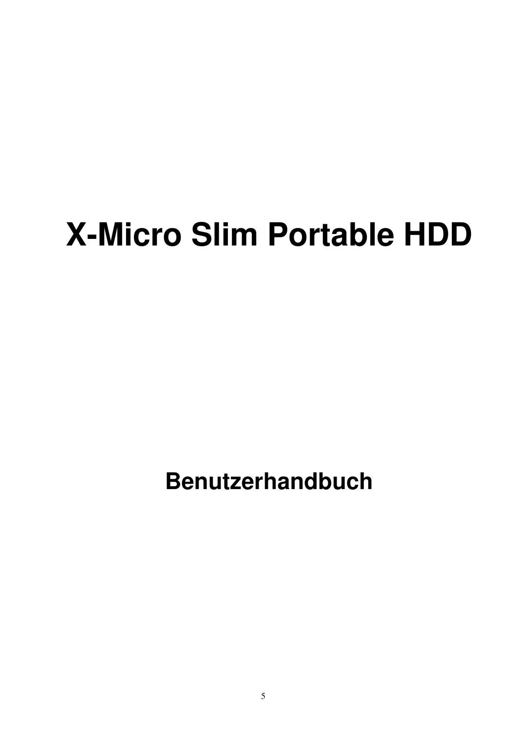 X-Micro Tech Slim Portable HDD user manual Benutzerhandbuch 