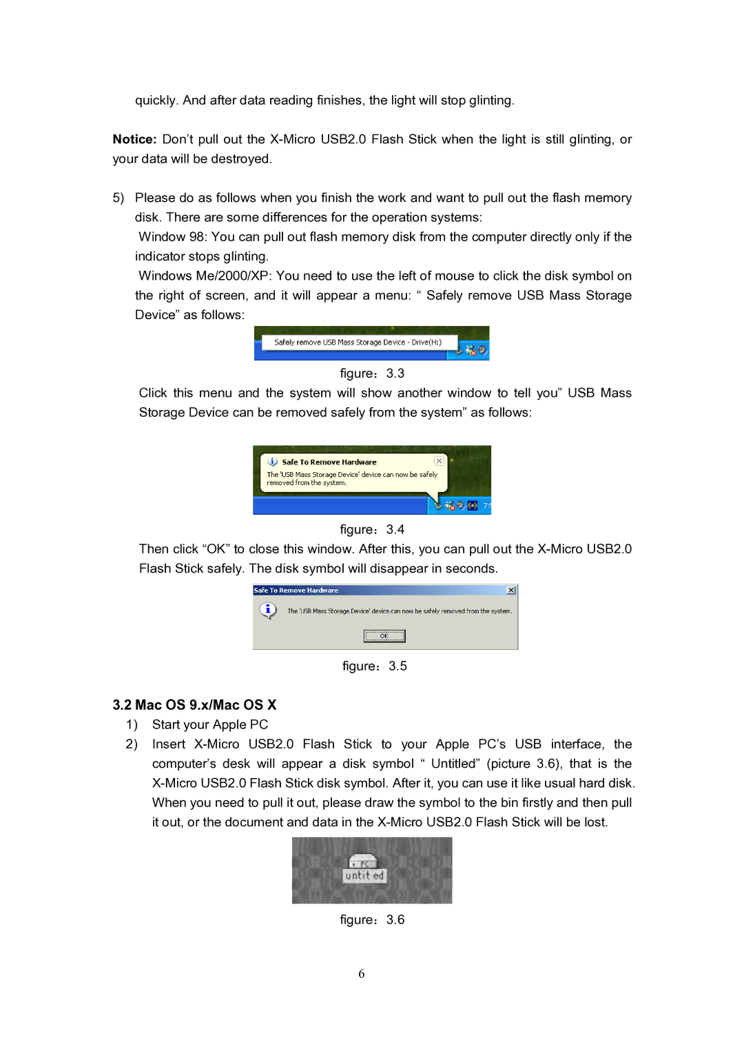 X-Micro Tech USB2.0 Flash Stick user manual Mac OS 9.x/Mac OS, Start your Apple PC 