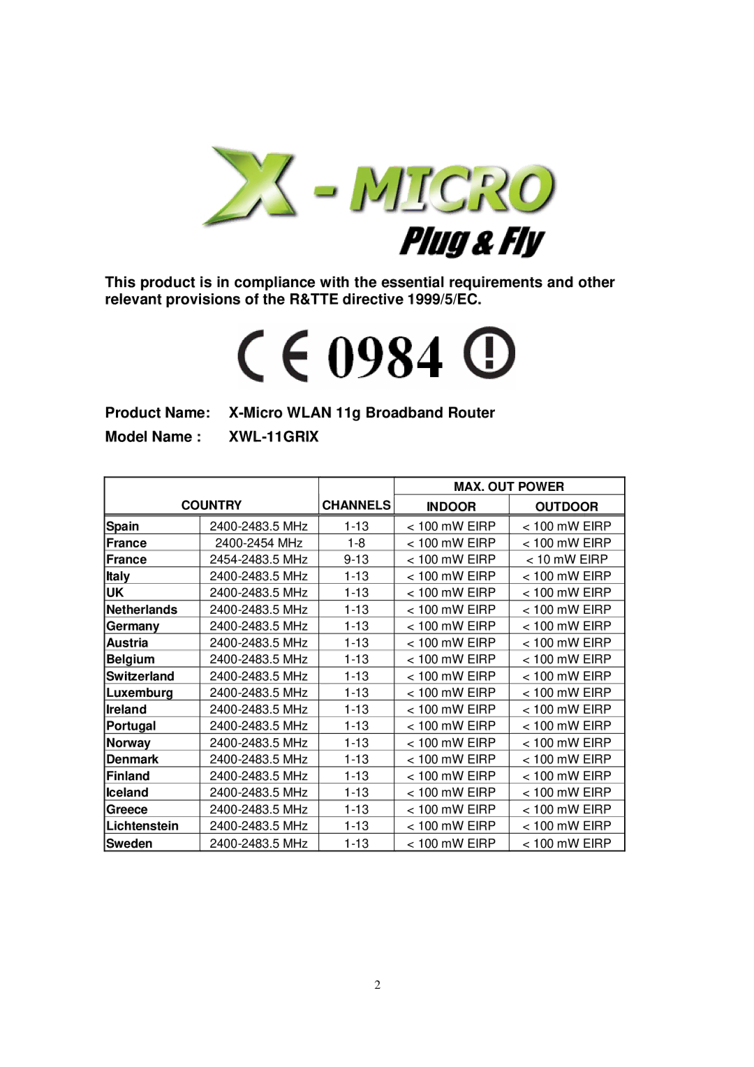 X-Micro Tech WLAN 11g user manual XWL-11GRIX 