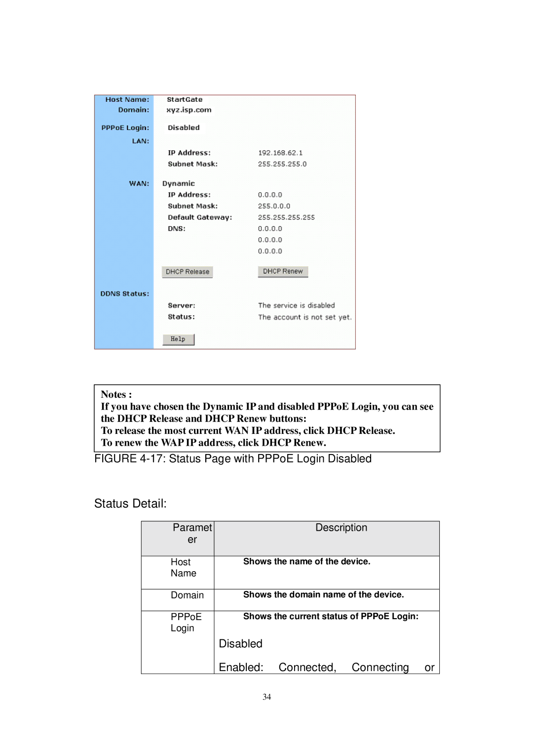 X-Micro Tech WLAN 11g user manual Status Detail, Paramet Description 