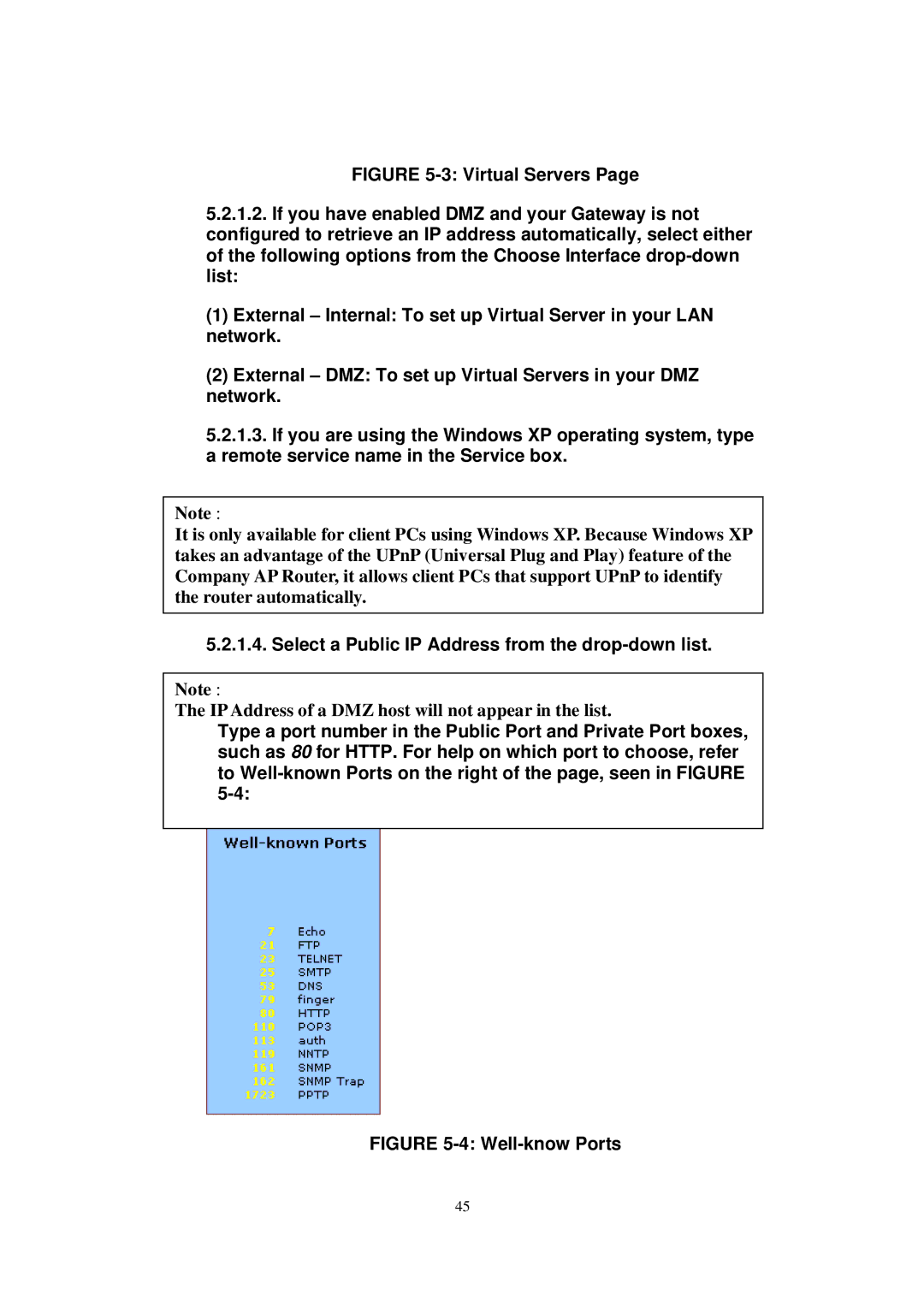 X-Micro Tech WLAN 11g user manual Select a Public IP Address from the drop-down list, Well-know Ports 