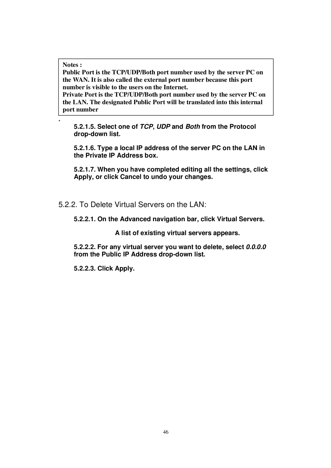 X-Micro Tech WLAN 11g user manual To Delete Virtual Servers on the LAN 