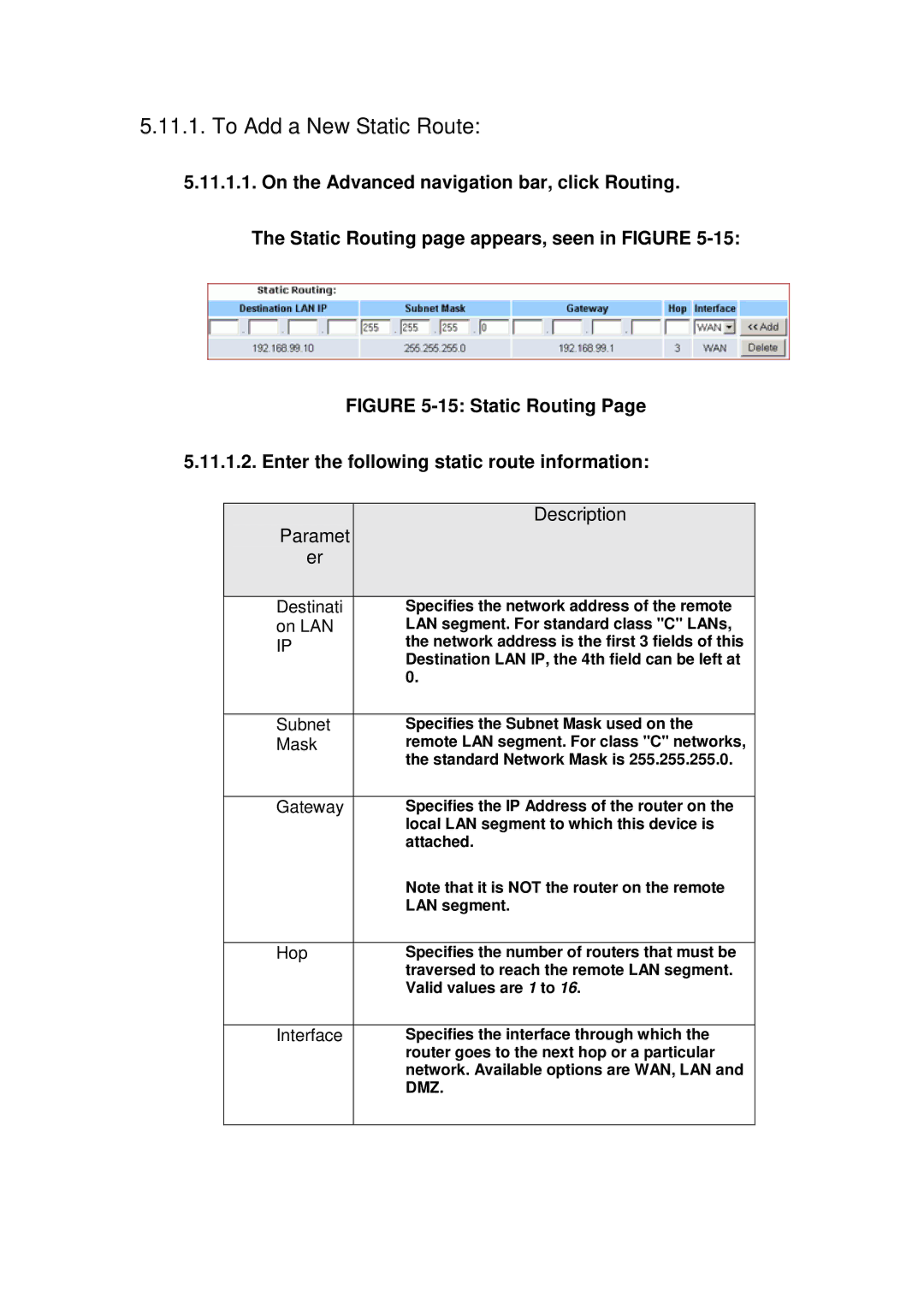 X-Micro Tech WLAN 11g user manual To Add a New Static Route 