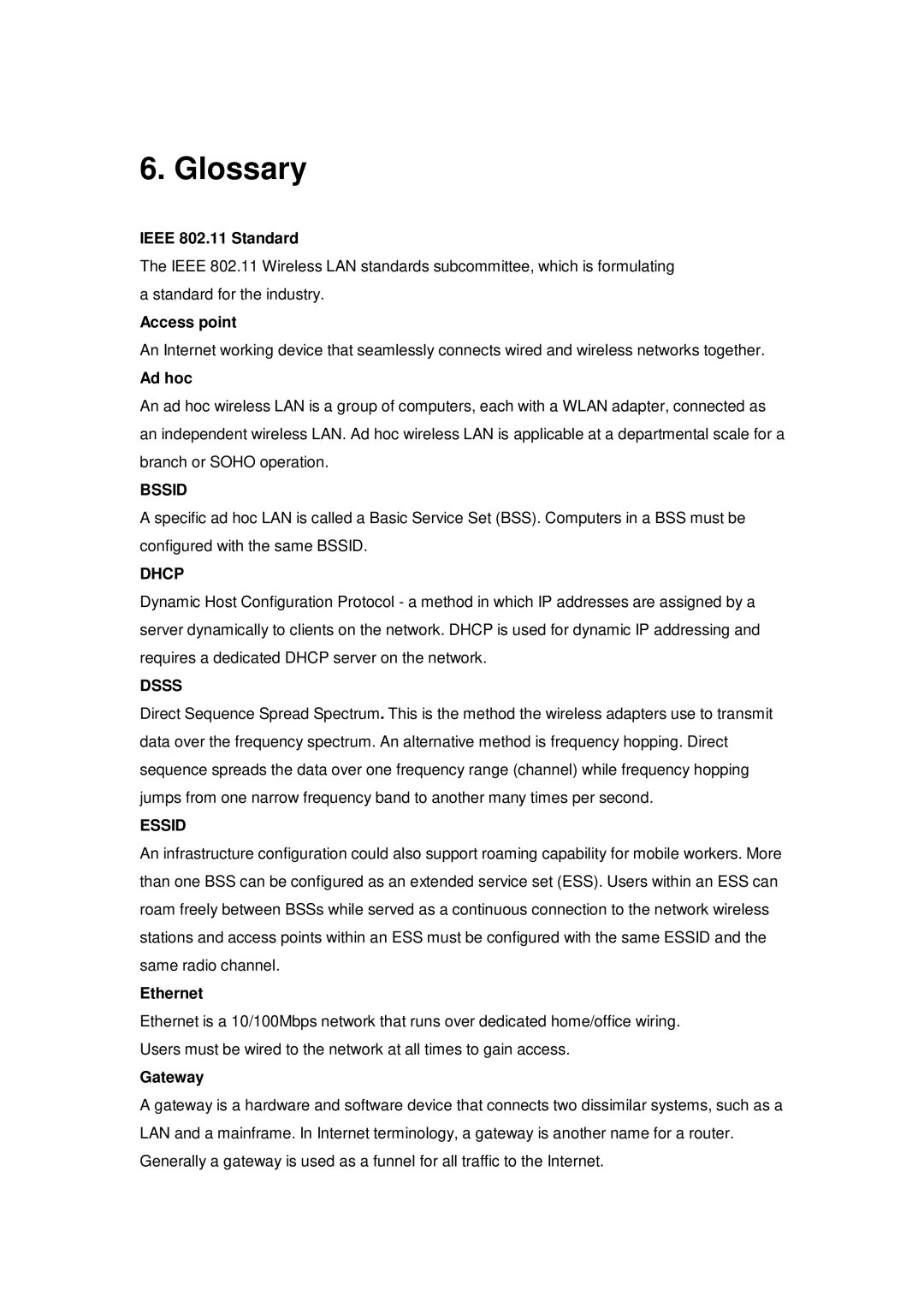 X-Micro Tech WLAN 11g user manual Glossary 