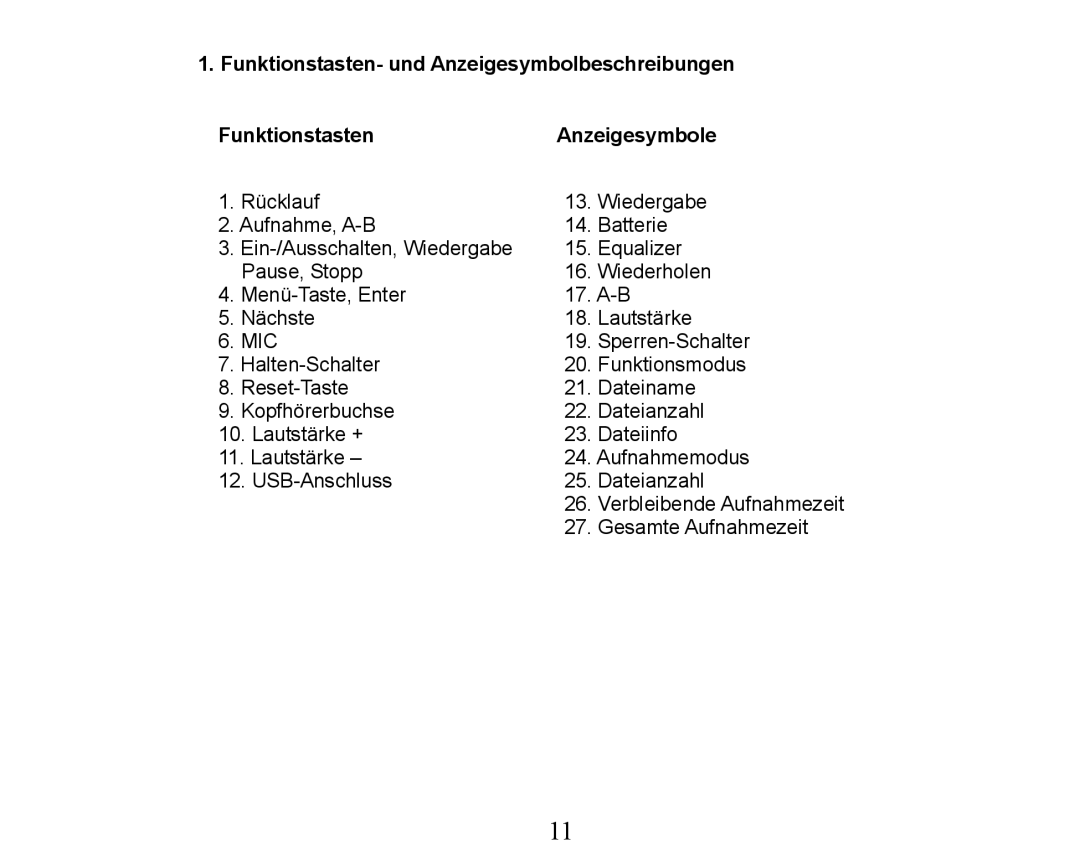 X-Micro Tech XMP3-M256F manual Sperren-Schalter 