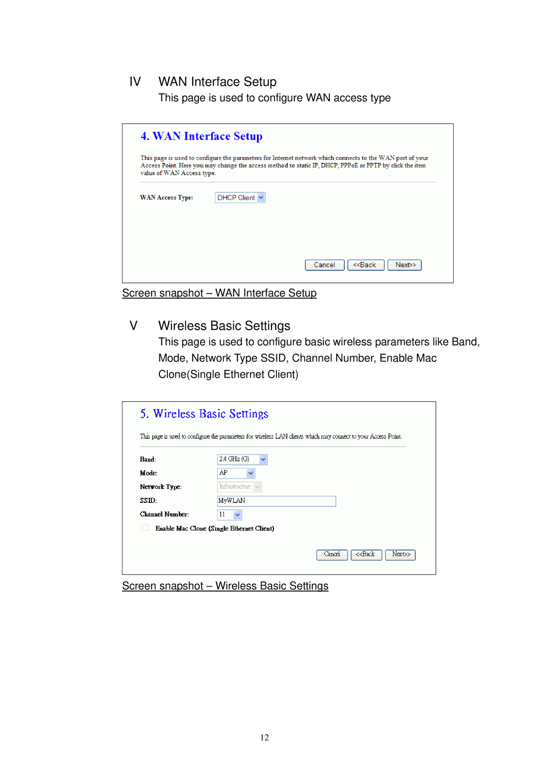 X-Micro Tech XWL-11GRTX user manual IV WAN Interface Setup, Wireless Basic Settings 