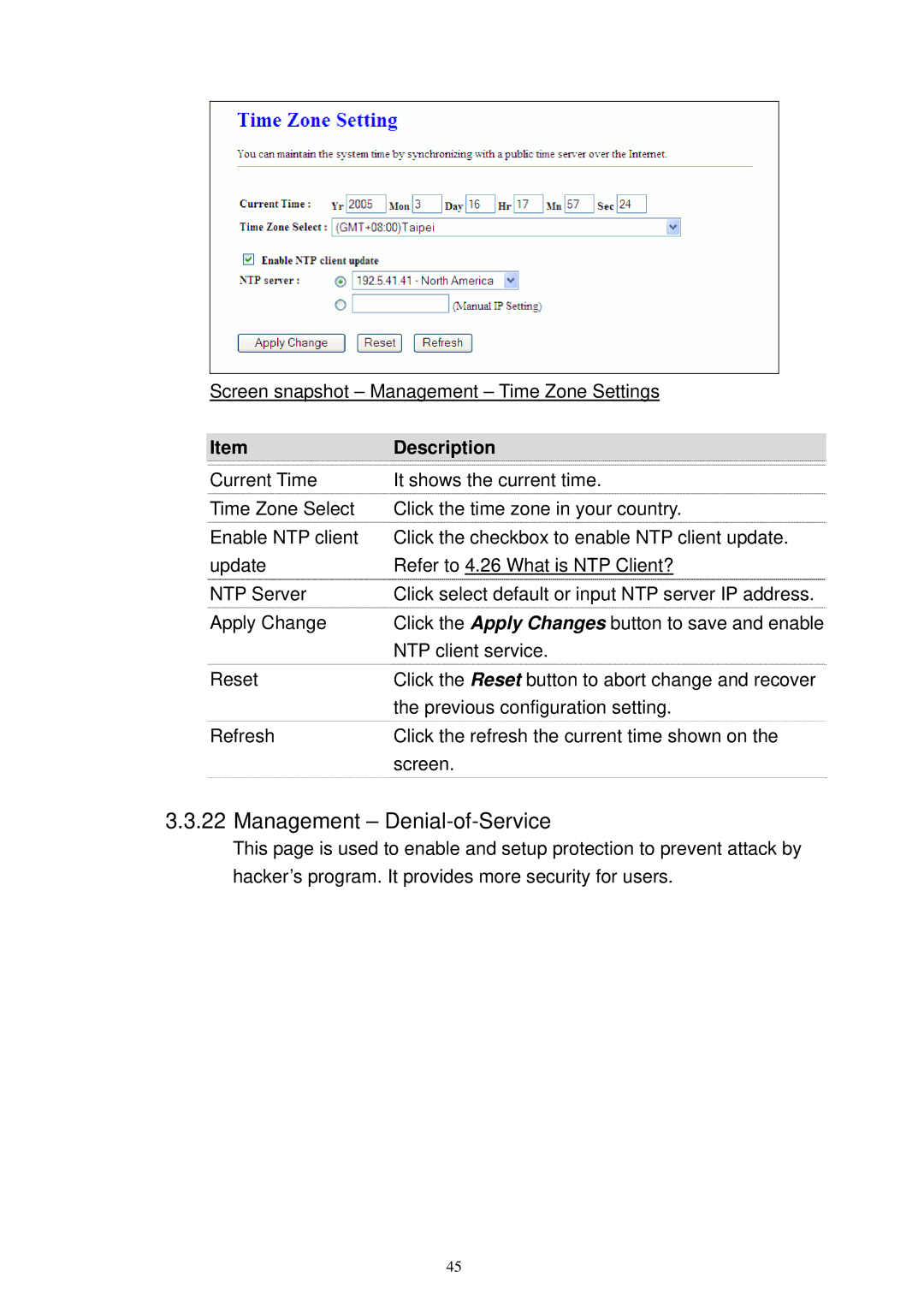 X-Micro Tech XWL-11GRTX user manual Management Denial-of-Service 