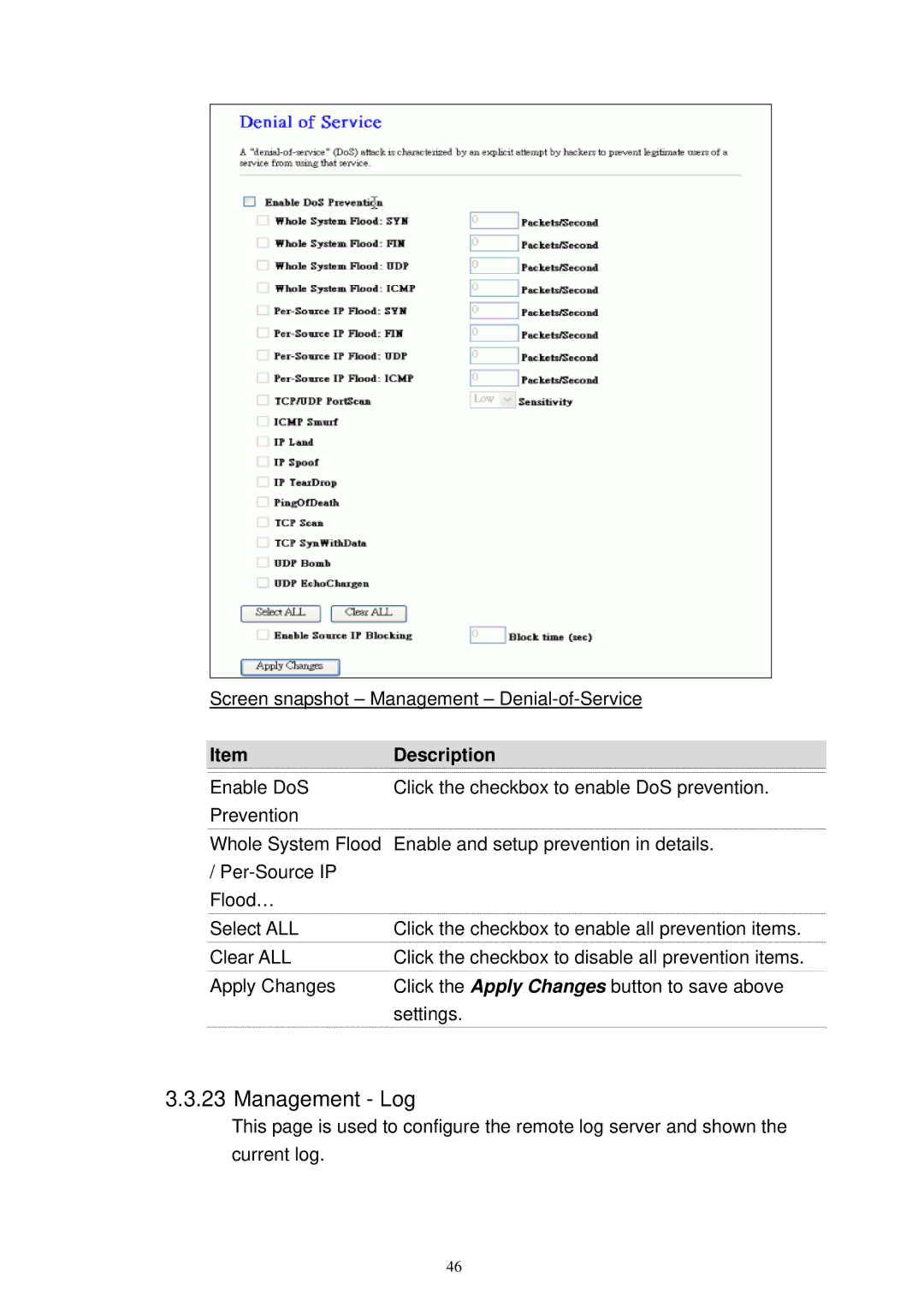 X-Micro Tech XWL-11GRTX user manual Management Log 