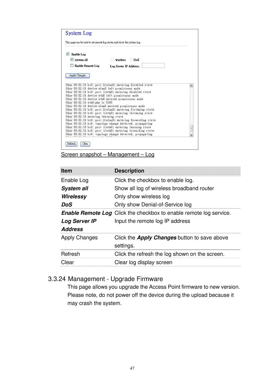 X-Micro Tech XWL-11GRTX user manual Management Upgrade Firmware 