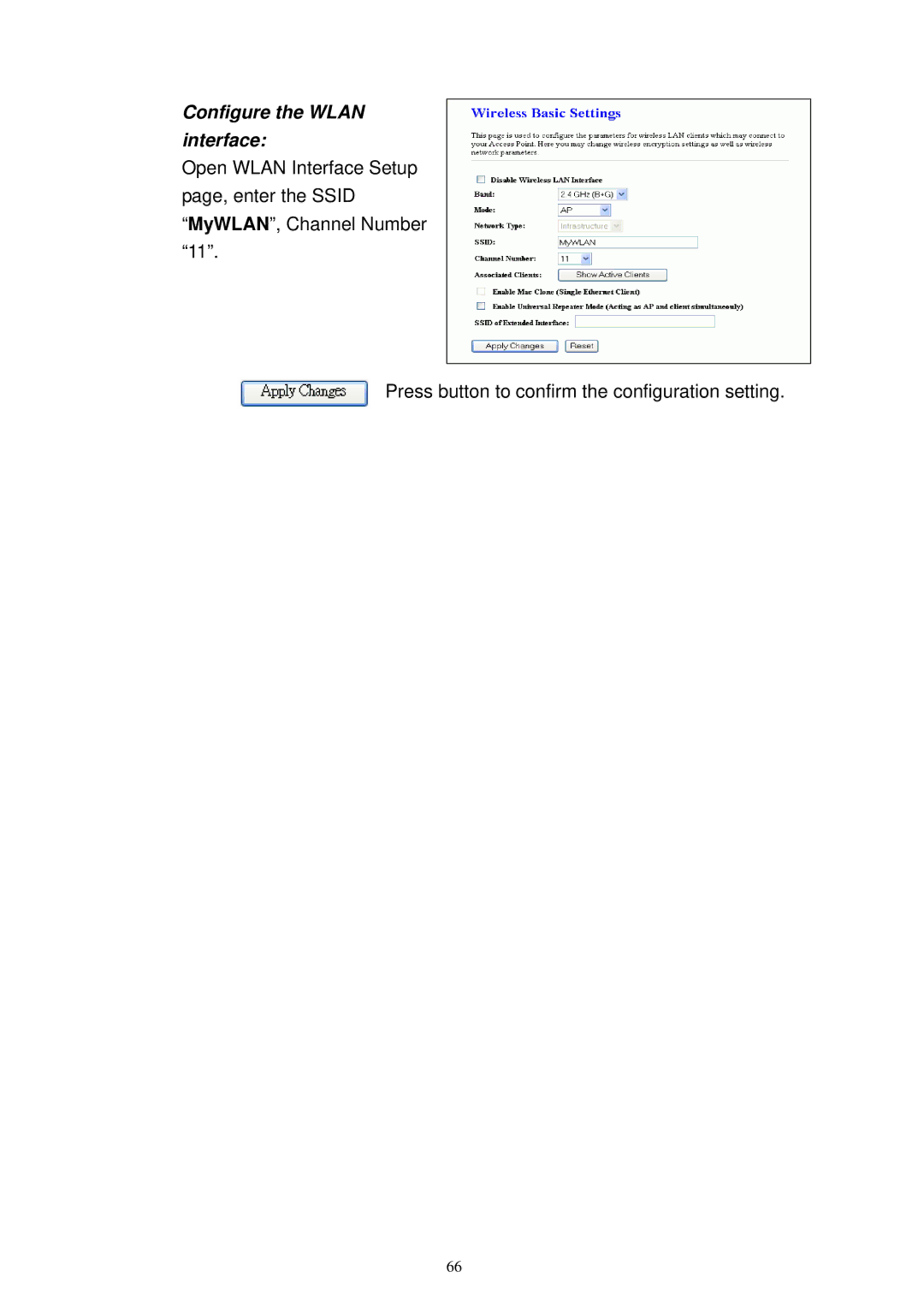 X-Micro Tech XWL-11GRTX user manual Configure the Wlan interface 