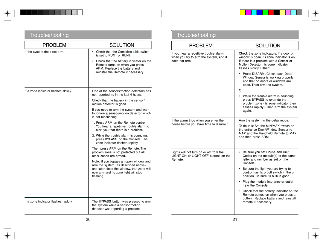 X10 Wireless Technology DS7000 manual Troubleshooting, Problem Solution 