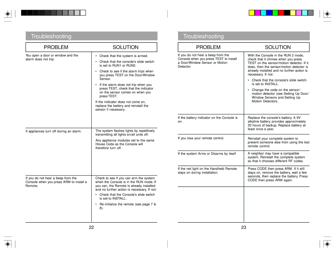 X10 Wireless Technology DS7000 manual Troubleshooting 