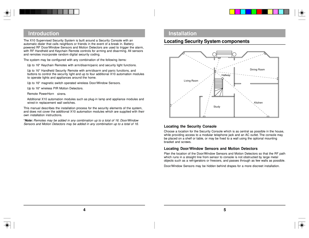 X10 Wireless Technology DS7000 manual Introduction, Installation, Locating Security System components 