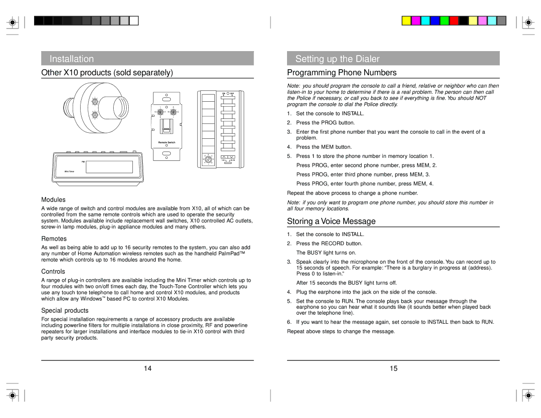 X10 Wireless Technology DS7000 manual Setting up the Dialer, Other X10 products sold separately, Programming Phone Numbers 