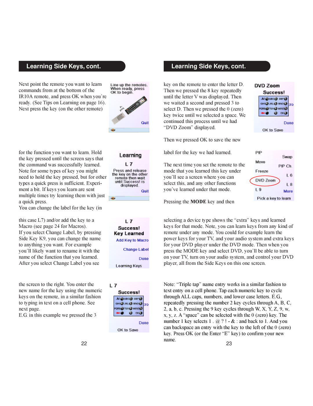 X10 Wireless Technology IR10A owner manual Learning Side Keys 