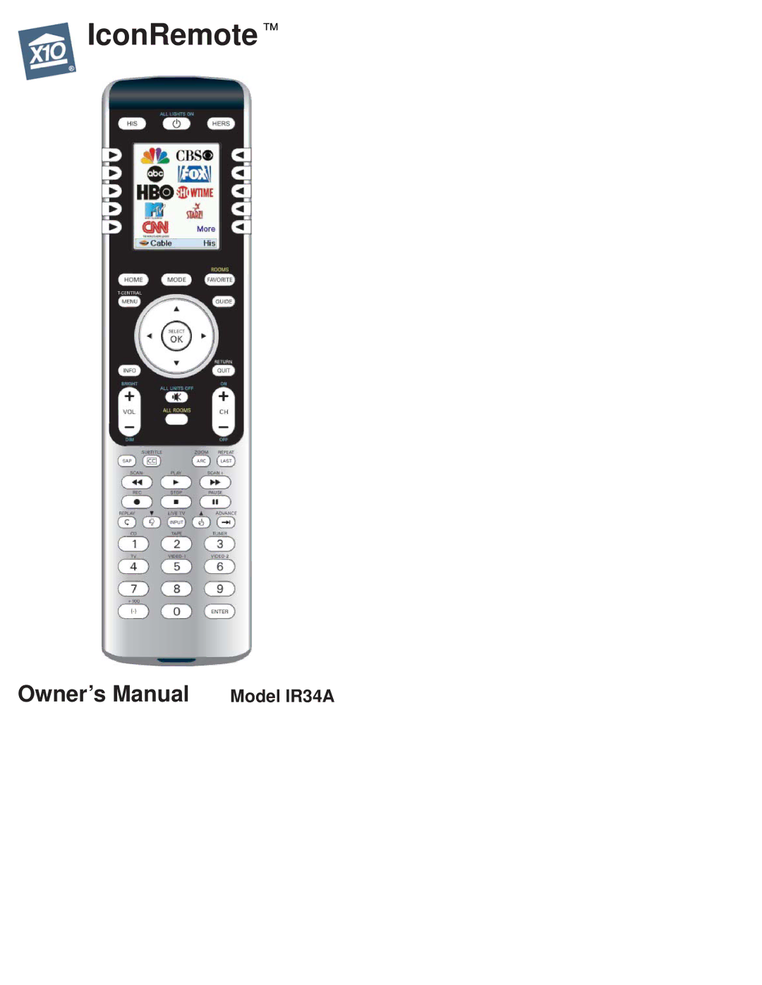 X10 Wireless Technology IR34A owner manual IconRemote 