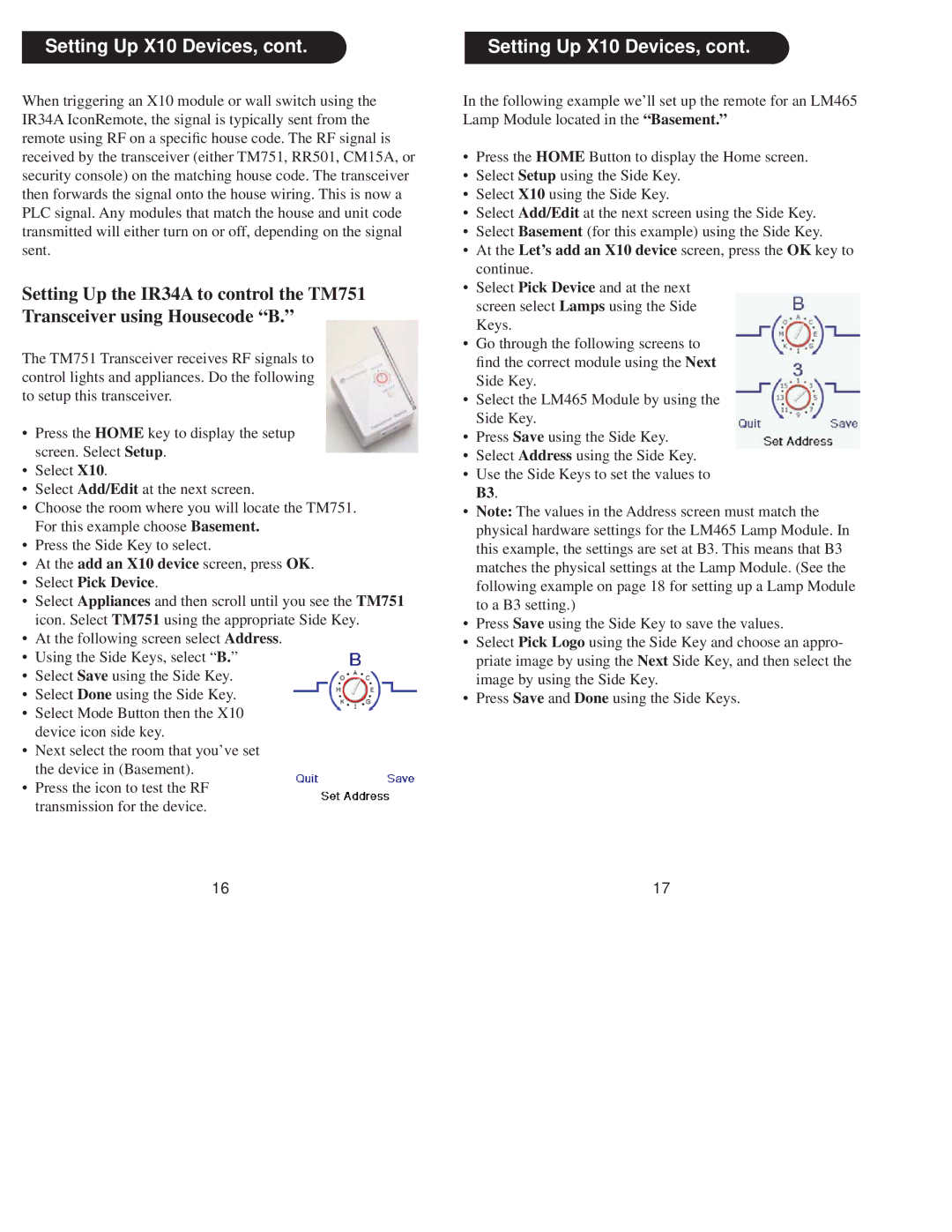 X10 Wireless Technology IR34A owner manual Setting Up X10 Devices, Select Pick Device 