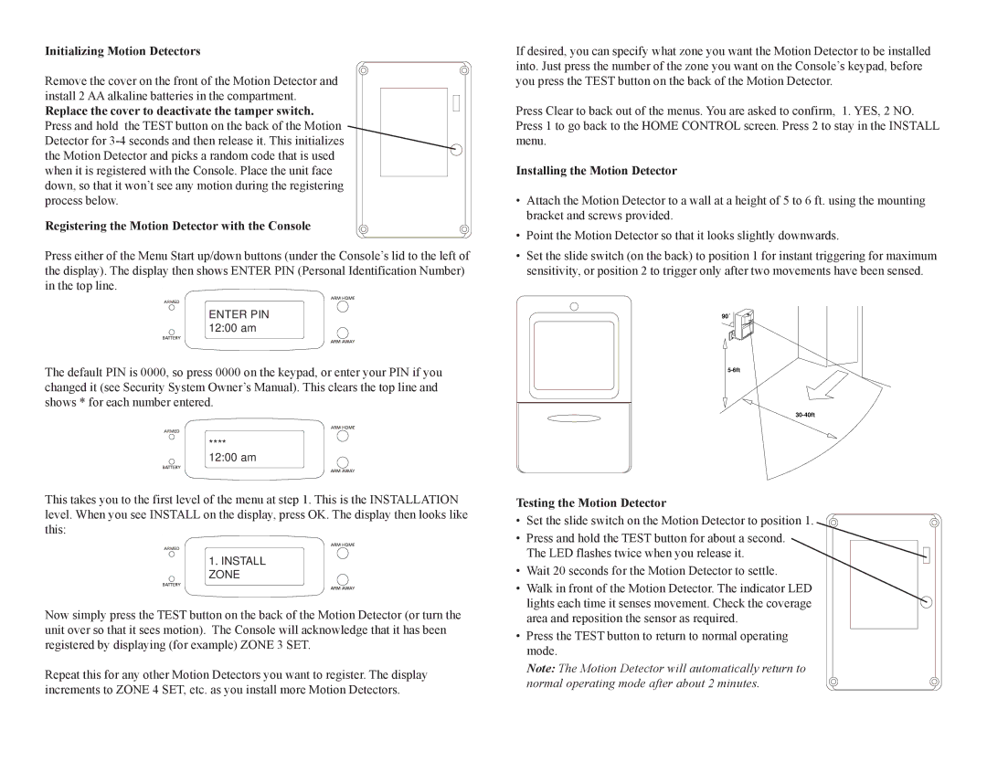 X10 Wireless Technology MS18A owner manual Initializing Motion Detectors, Installing the Motion Detector 