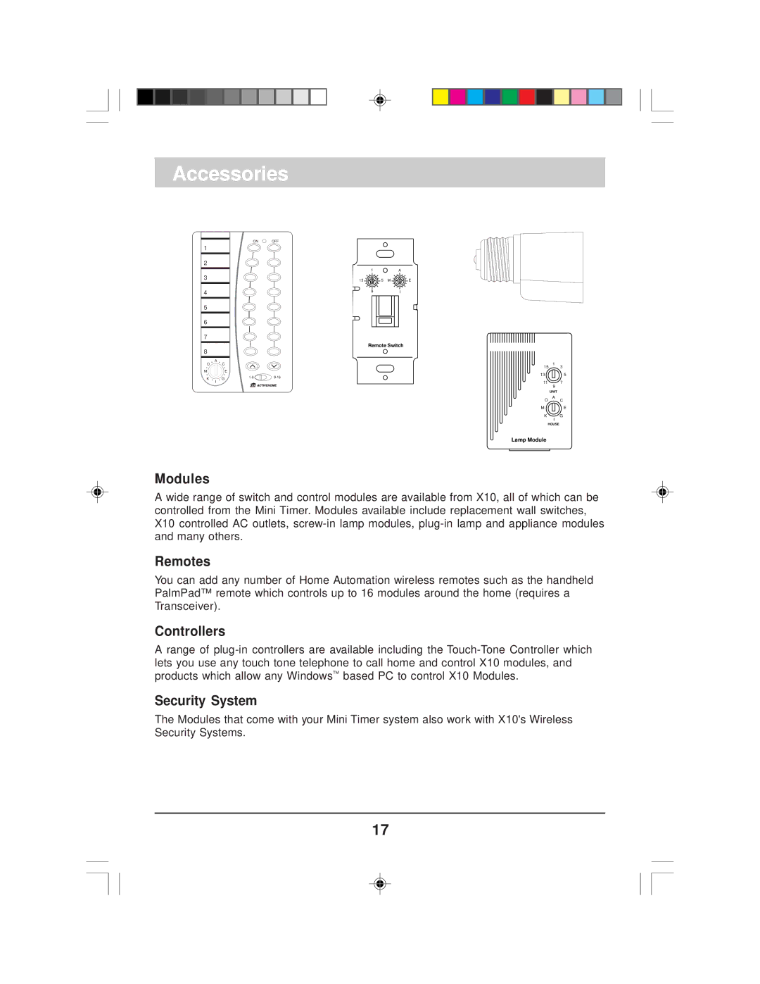 X10 Wireless Technology MT12A owner manual Accessories, Modules, Remotes, Controllers, Security System 