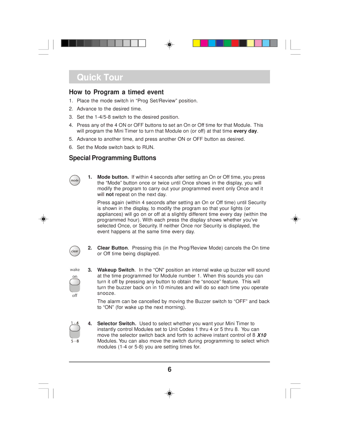 X10 Wireless Technology MT12A owner manual How to Program a timed event, Special Programming Buttons 