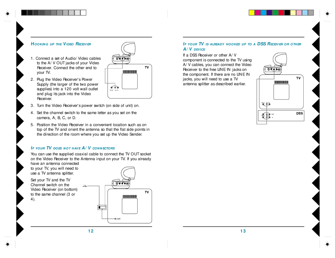 X10 Wireless Technology VK45A owner manual To your TV, you will need to use a TV antenna splitter 