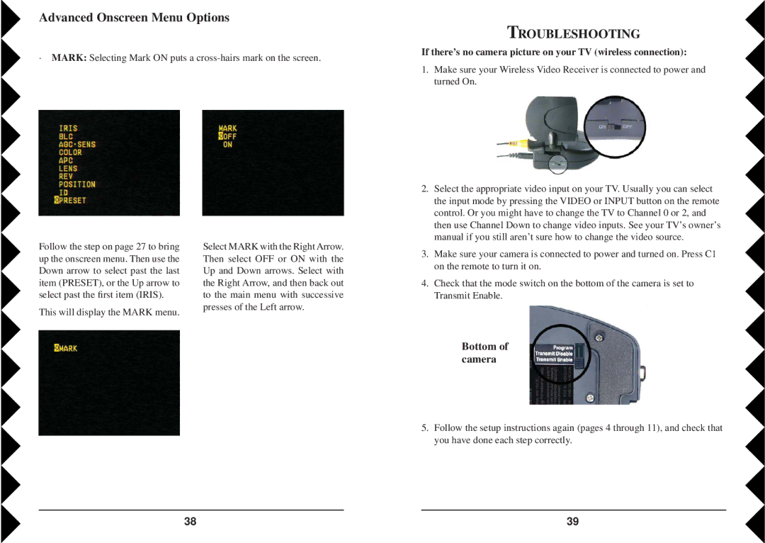 X10 Wireless Technology VK84A owner manual Advanced Onscreen Menu Options, Troubleshooting 