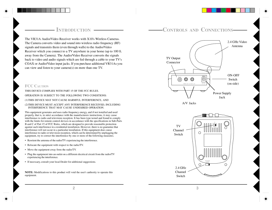 X10 Wireless Technology VR31A owner manual Introduction, Controls and Connections 