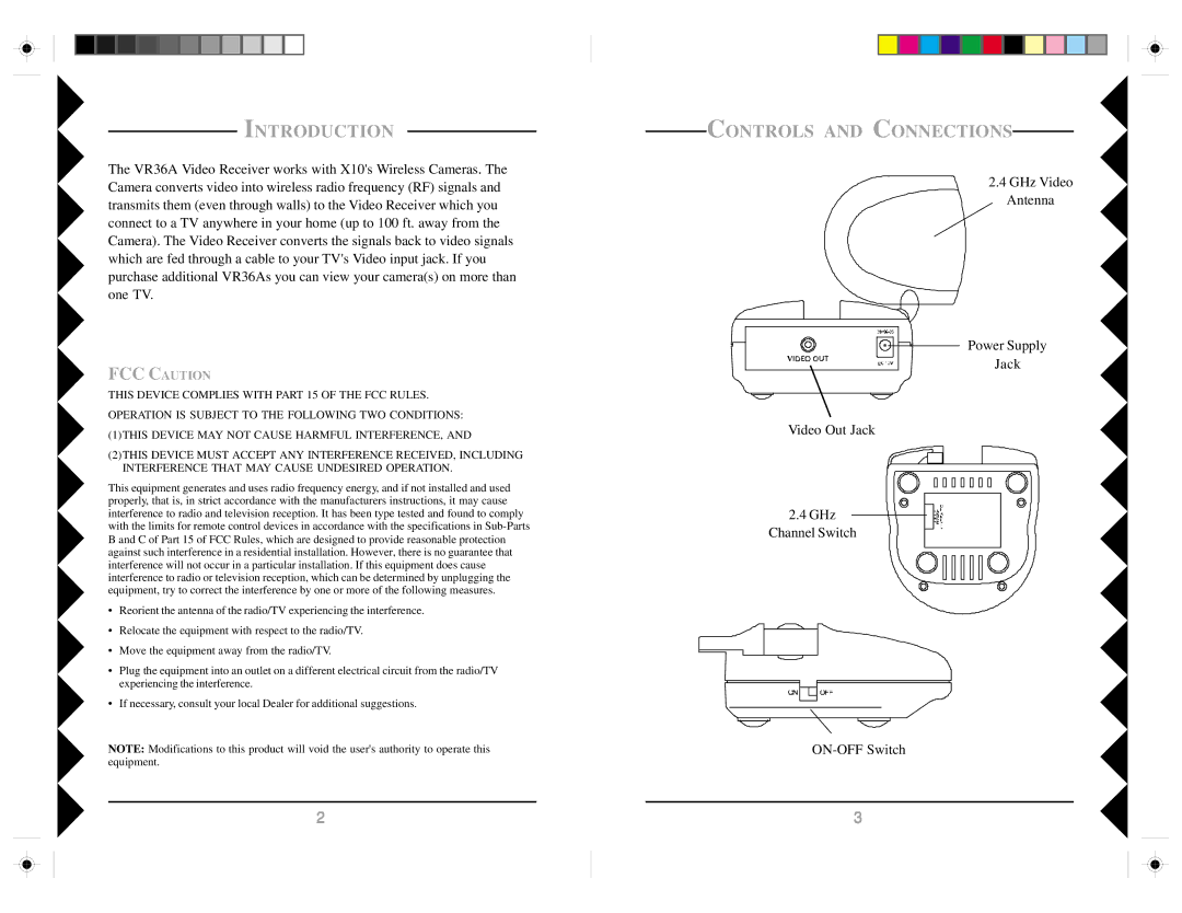 X10 Wireless Technology VR36A owner manual Introduction, Controls and Connections 