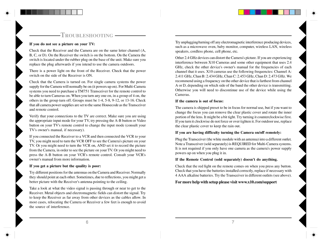 X10 Wireless Technology VR36A owner manual Troubleshooting, If you do not see a picture on your TV 