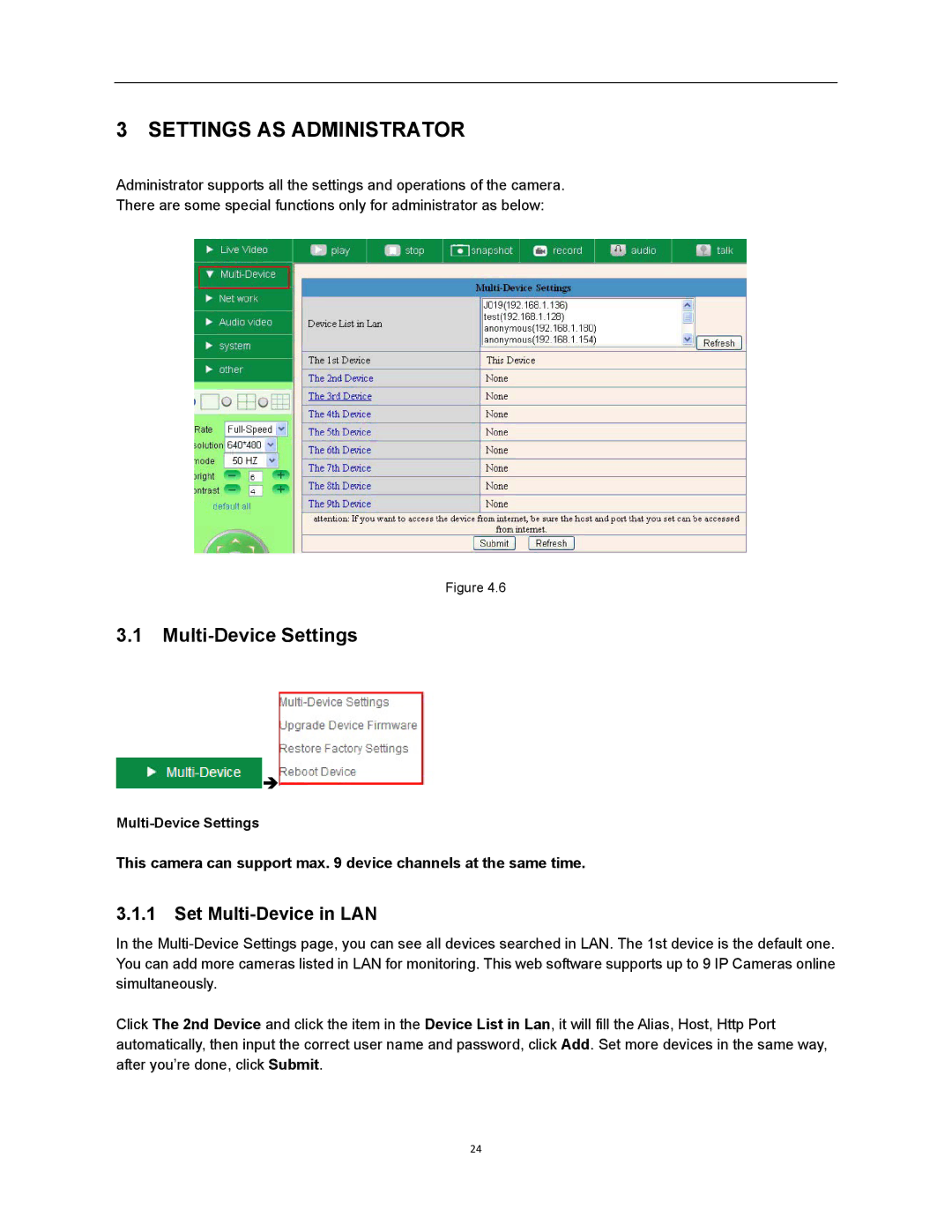 X10 Wireless Technology XX34A user manual Multi-Device Settings, Set Multi-Device in LAN 