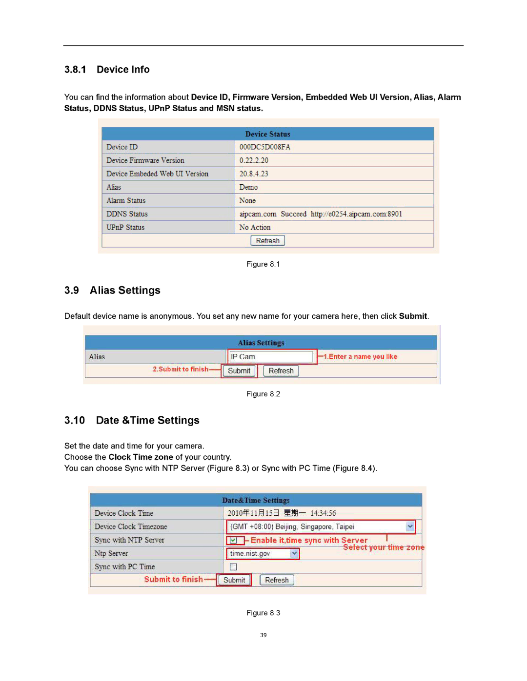 X10 Wireless Technology XX34A user manual Alias Settings, Date &Time Settings, Device Info 