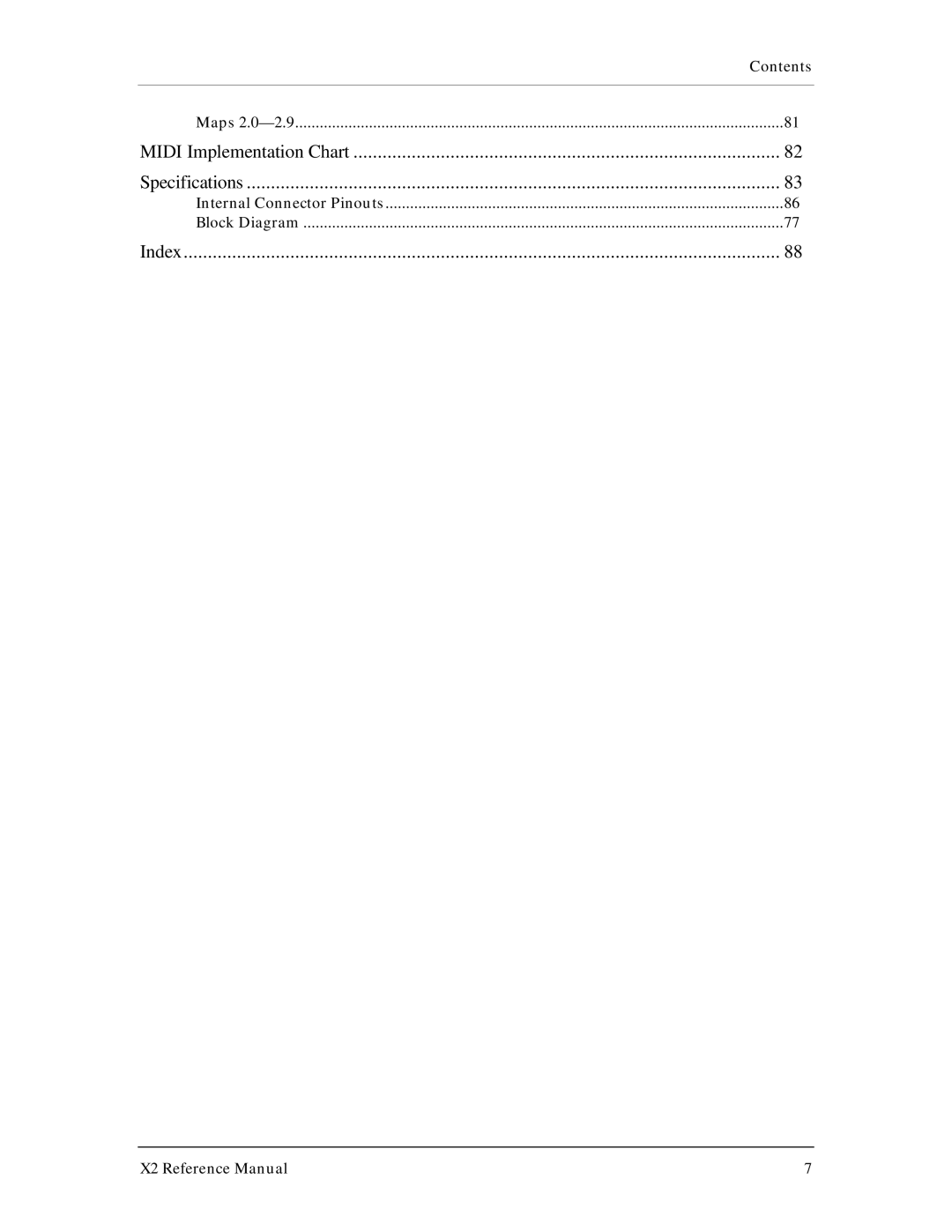 X2 X2 manual Midi Implementation Chart 