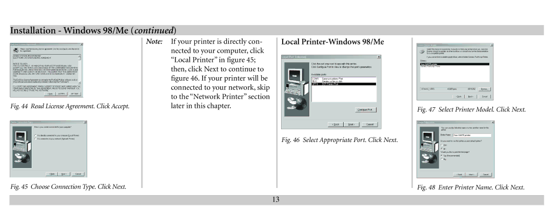 Xante 100-100621 manual Local Printer-Windows 98/Me, Read License Agreement. Click Accept 