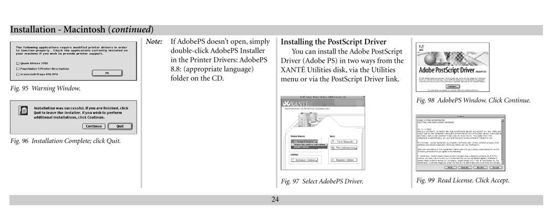 Xante 100-100621 manual Installation Macintosh, Installing the PostScript Driver 