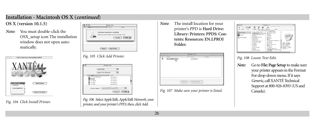 Xante 100-100621 manual OS X version, Library Printers Ppds Con Tents Resources EN.LPROJ Folder 