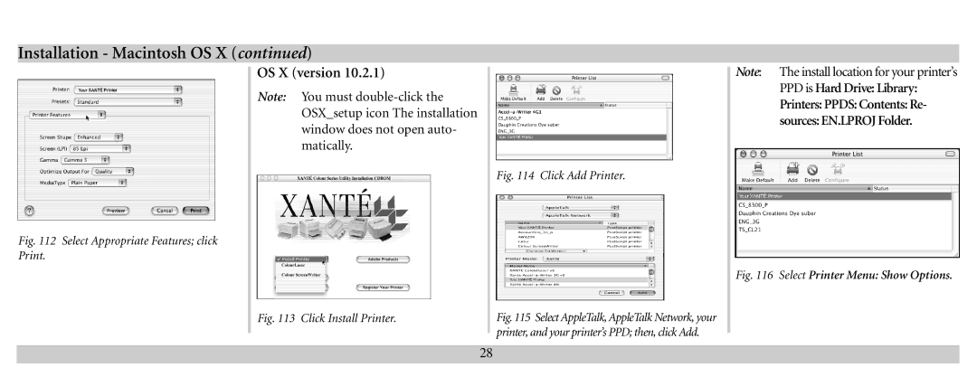 Xante 100-100621 manual Printers Ppds Contents Re Sources EN.LPROJ Folder, Select Appropriate Features click Print 