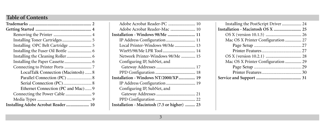 Xante 100-100621 manual Table of Contents 